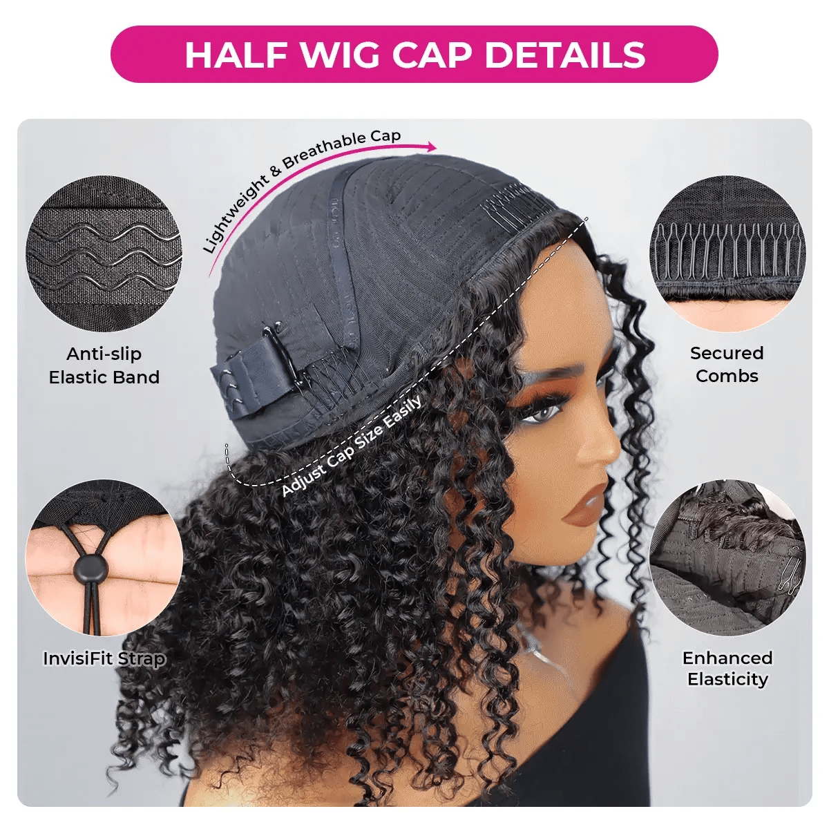 Kenza — Demi-perruque Curly Naturelle - 18"