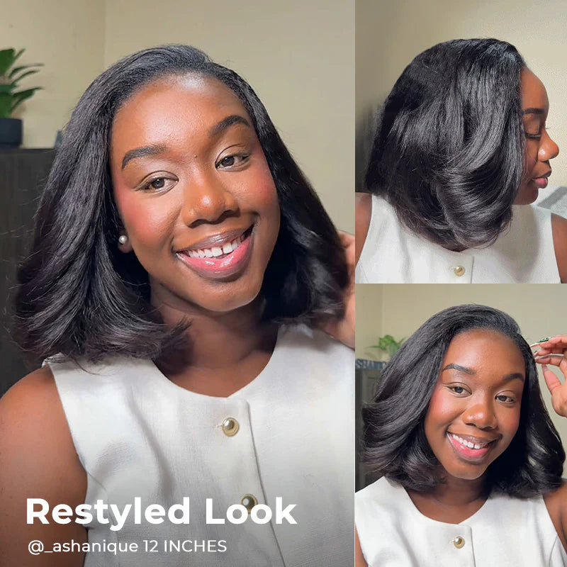 Amara — Demi-perruque Kinky Straight Hairline Invisible 18" 250%