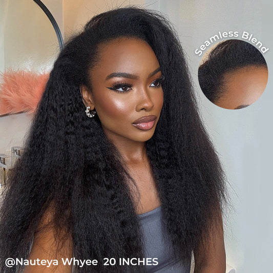 Amara — Demi-perruque Kinky Straight Hairline Invisible 18" 250%